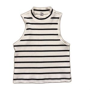 Old Navy Mockneck Rib Knit Tank Top – Navy & White, Size Medium